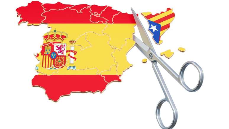 Mapa da Espanha cortando a Catalunha