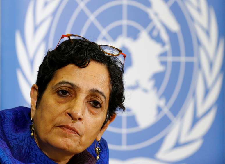 Diretora do escritório de direitos humanos da ONU para a região da Ásia-Pacífico, Jyoti Sanghera, durante coletiva de imprensa, em Genebra 11/10/2017 REUTERS/Denis Balibouse