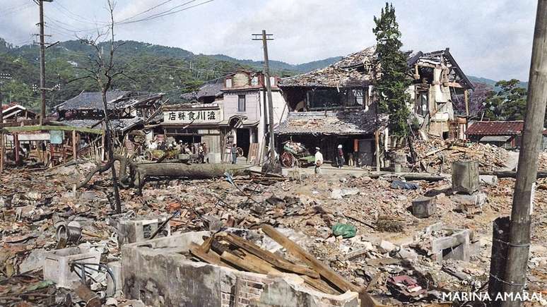 Destruição da cidade de Hiroshima, no Japão, pela bom atômica durante a 2ª Guerra