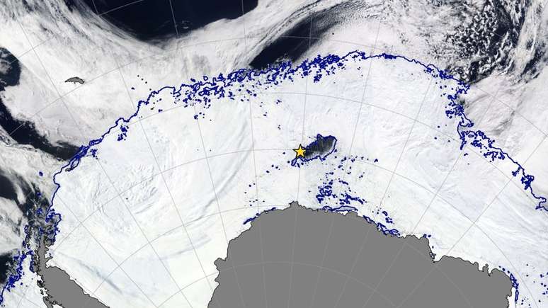 Imagem mostrando a localização da abertura na Antartica