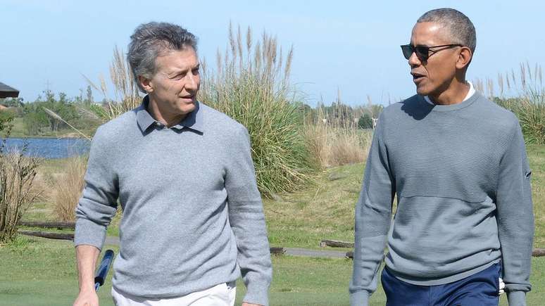 Macri abusou dos encontros com famosos, o que incluiu um jogo de golfe com Barack Obama em Buenos Aires 
