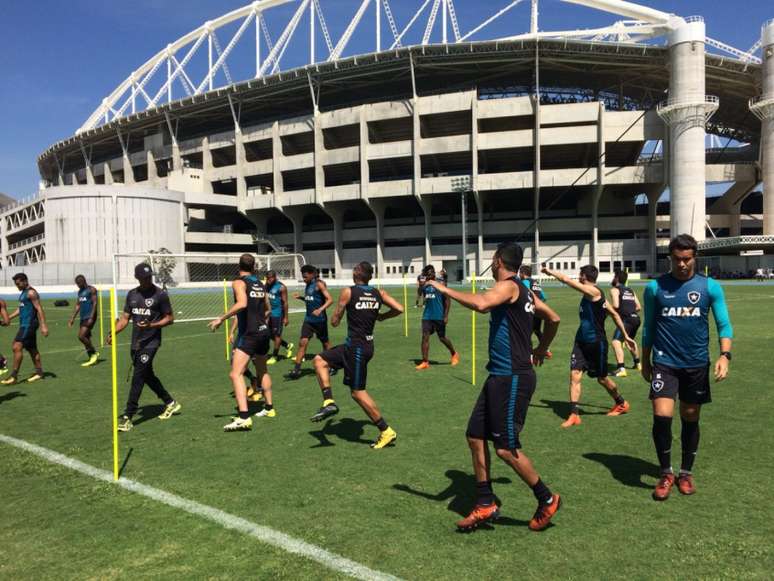 Atualmente, o Botafogo treina no campo anexo e nas dependências internas do Nilton Santos (Divulgação)