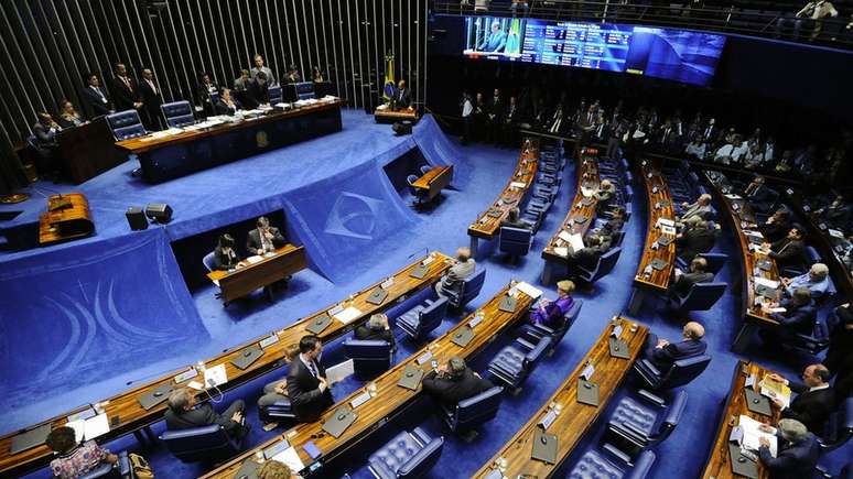 Placar de votação, no plenário do Senado