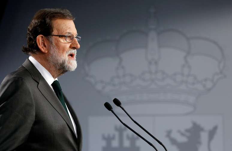 Primeiro-ministro da Espanha, Mariano Rajoy, durante coletiva de imprensa em c&uacute;pula da Uni&atilde;o Europeia em Bruxelas, na B&eacute;lgica 20/10/2017 REUTERS/Francois Lenoir