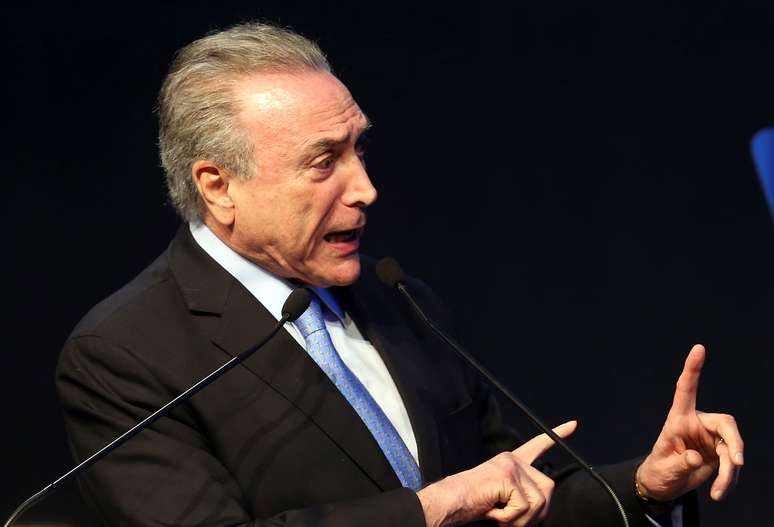 Presidente Michel Temer discursa durante abertura de evento em S&atilde;o Paulo 
2/10/2017  REUTERS/Paulo Whitaker