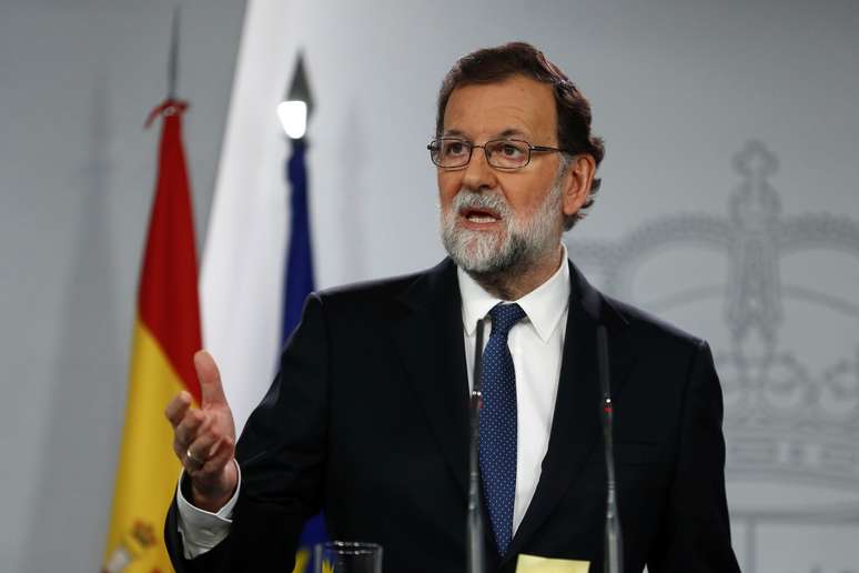 Primeiro-ministro espanhol, Mariano Rajoy, durante coletiva de imprensa no Palácio de Moncloa, em Madri 21/10/2017 REUTERS/Juan Medina