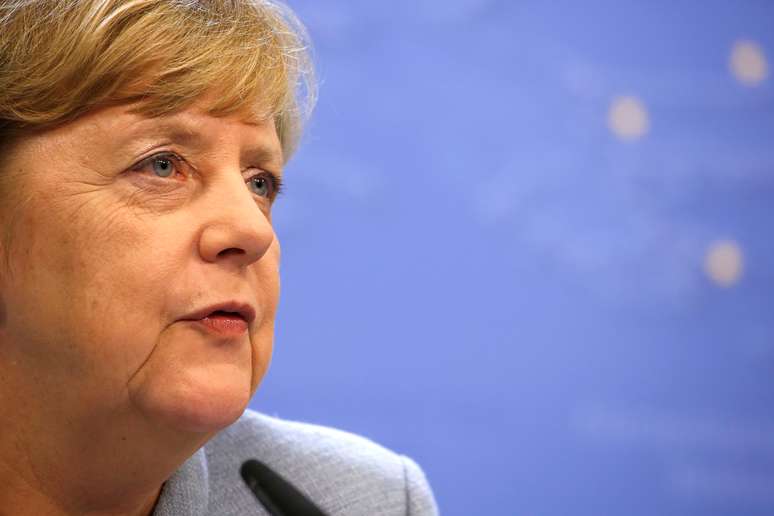 Chanceler da Alemanha, Angela Merkel, durante coletiva de imprensa em Bruxelas, na Bélgica 20/10/2017 REUTERS/Dario Pignatelli