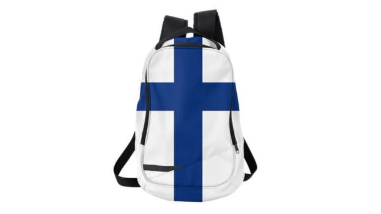 Mochila com bandeira finlandesa