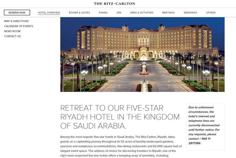Foto: site do Ritz-Carlton em Riad