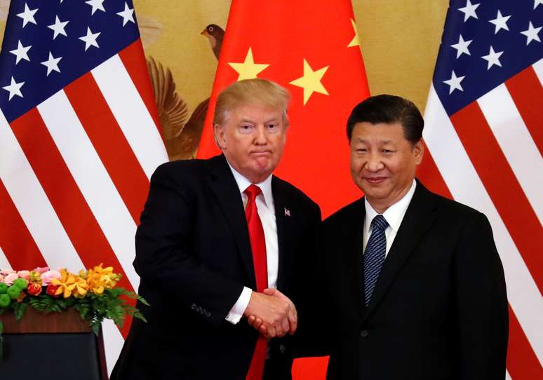 Presidente dos Estados Unidos, Donald Trump, e presidente da China, Xi Jinping, em Pequim 09/11/2017 REUTERS/Damir Sagolj