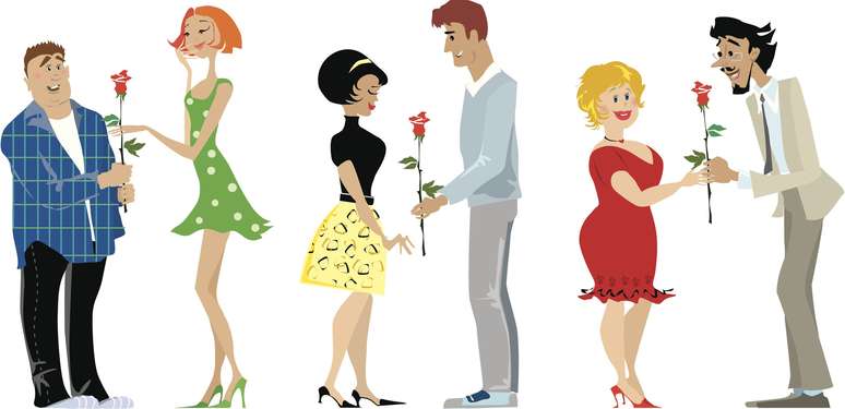 Ilustra&ccedil;&atilde;o mostra tr&ecirc;s casais