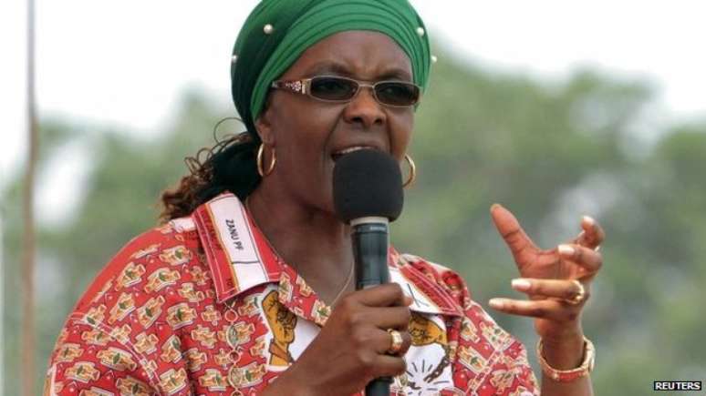 Grace Mugabe em comício de 2014