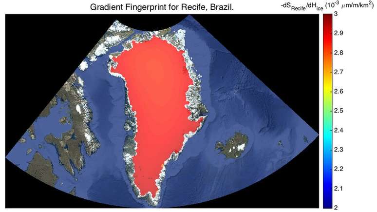 Recife será apenas um pouco menos afetada pelo derretimento da Groenlândia do que o Rio de Janeiro | Foto: JPL Nasa