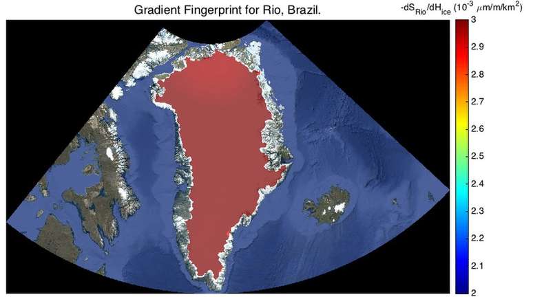O nível do mar no Rio seria fortemente modificado pela dissolução das geleiras na Groenlândia | Foto: JPL Nasa