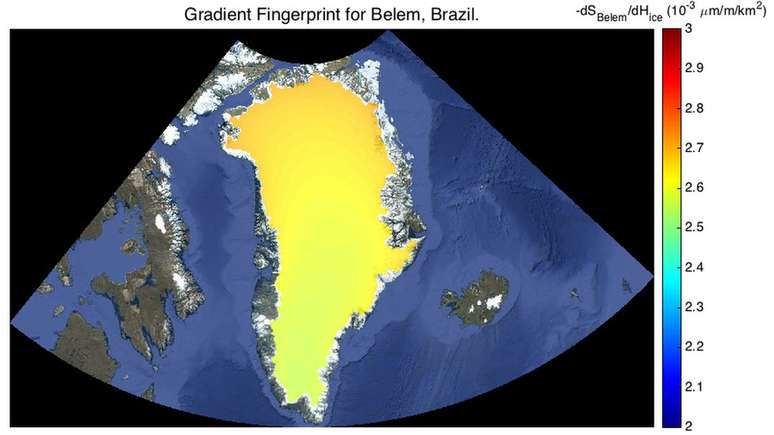Apesar de estar no norte do Brasil, Belém é menos afetada pelo derretimento na Groenlândia do que Recife e Rio | Foto: JPL Nasa