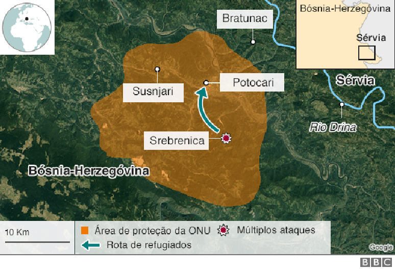 Gr&aacute;fico da regi&atilde;o de Srebrenica