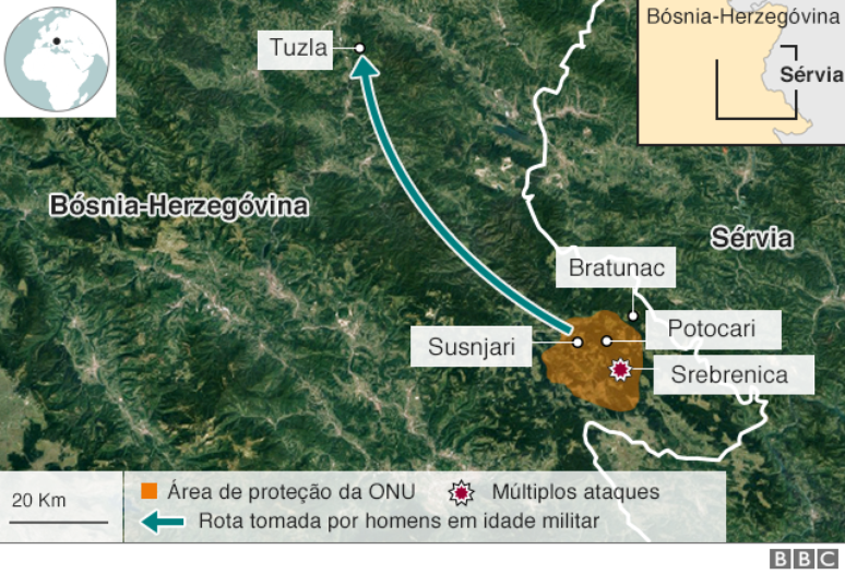 Gr&aacute;fico da regi&atilde;o de Srebrenica
