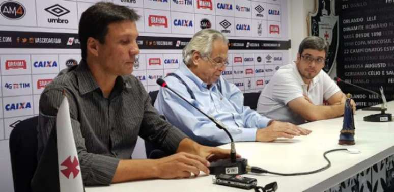 Zé Ricardo, Eurico Miranda e Eurico Brandão, atuais técnico, presidente e vice de futebol do Vasco. Veja galeria L!