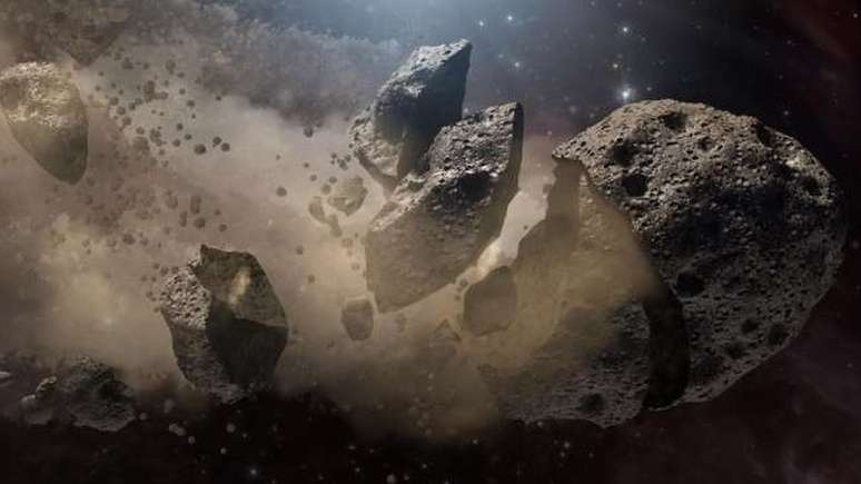O asteroide pode estar se desfazendo, o que explicaria o fato de ele dar origem às chuvas de meteoros | imagem artística: Nasa - JPL-Caltech