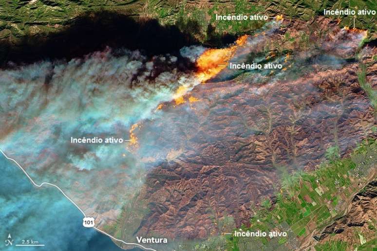 Califórnia emitiu o alerta roxo, o nível mais elevado de sua história | Imagem: Nasa