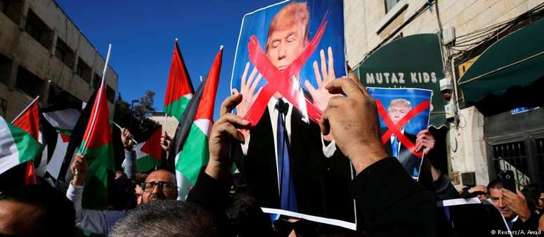 Protesto contra decisão de Trump em Jerusalém Oriental