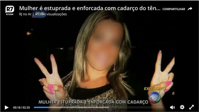 Foto original de mulher morta em 2013 foi exibida em reportagem do R7 | Foto: Reprodução