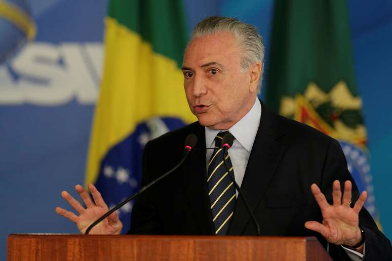 Presidente Michel Temer durante discurso no Palácio do Planalto
