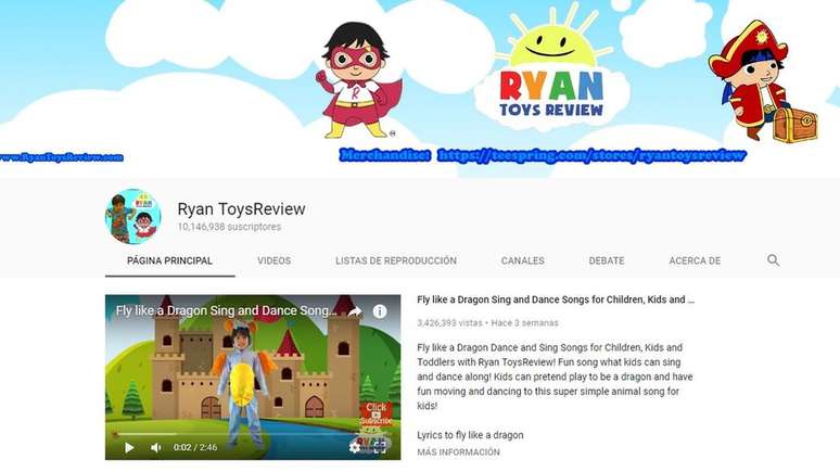 Desde que o canal foi lançado, em março de 2015, os vídeos do menino acumulam 16,87 bilhões de visualizações | Foto: Reprodução/YouTube/Ryan ToysReview