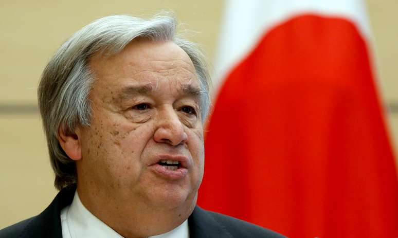 Secretário-geral da ONU, António Guterres, durante coletiva de imprensa em Tóquio, no Japão 14/12/2017 REUTERS/Toru Hanai