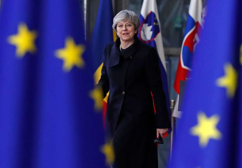 Primeira-ministra britânica, Theresa May, durante cúpula da União Europeia em Bruxelas, na Bélgica 14/12/2017 REUTERS/Yves Herman