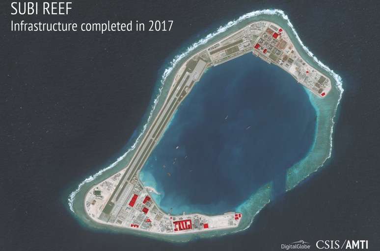 No recife de Suby, as novas instalações ocupam 95 mil metros quadrados | Foto: Iniciativa de Transparência Marítima da Ásia - CSIS
