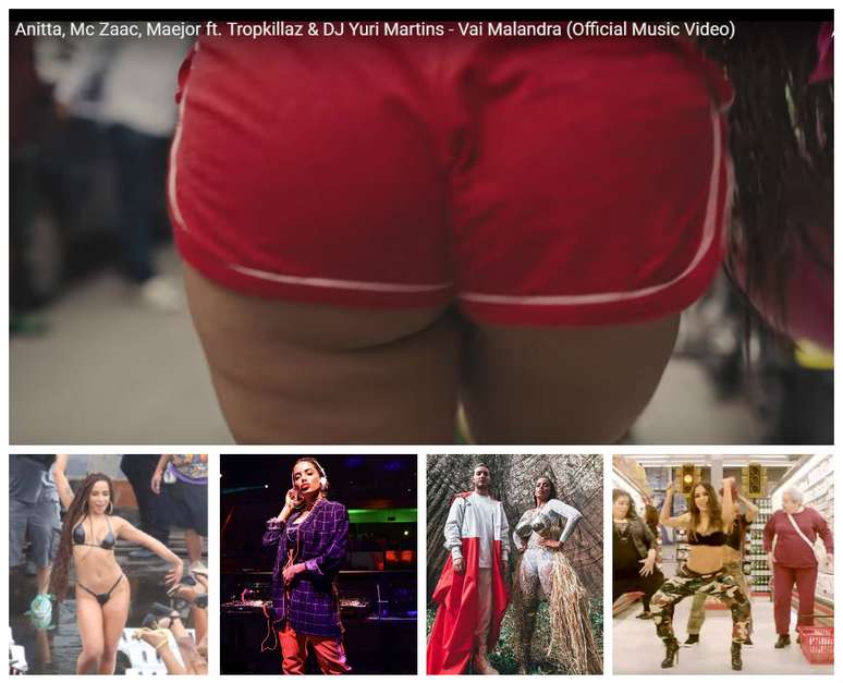 Anitta com celulite e embaixo no clipe Vai Malandra, com paletó, na Amazônia, com o DJ Alesso e dançando "Paradinha" (Fotos: Agnews/Reprodução)