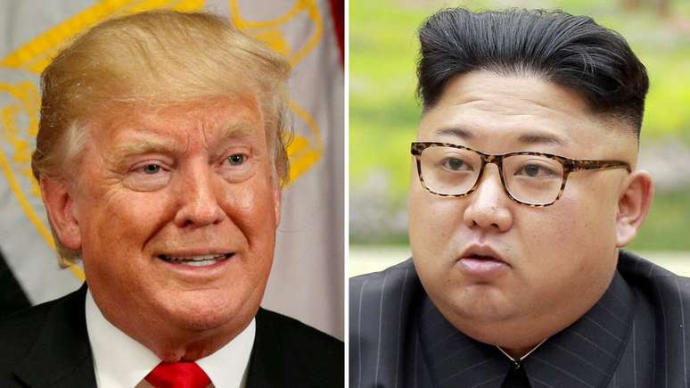 Donald Trump e Kim Jong-un passaram todo o ano de 2017 em uma dura batalha verbal que aumentou tensão na região | Foto: Reuters