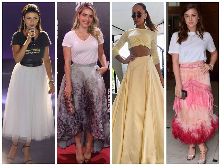 Camiseta e saia de festa (Fotos: AgNews/Instagram/Reprodu&ccedil;&atilde;o)