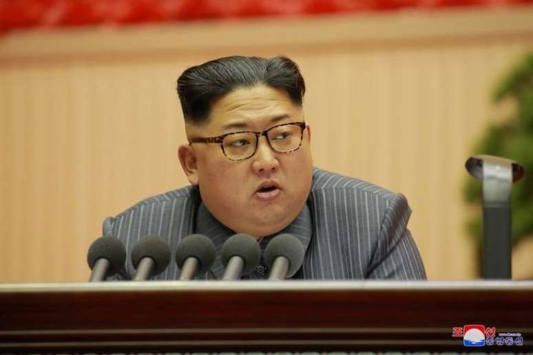 Líder norte-coreano, Kim Jong Un, durante Conferência do Partido dos Trabalhadores da Coreia
24/12/2017 KCNA/via REUTERS