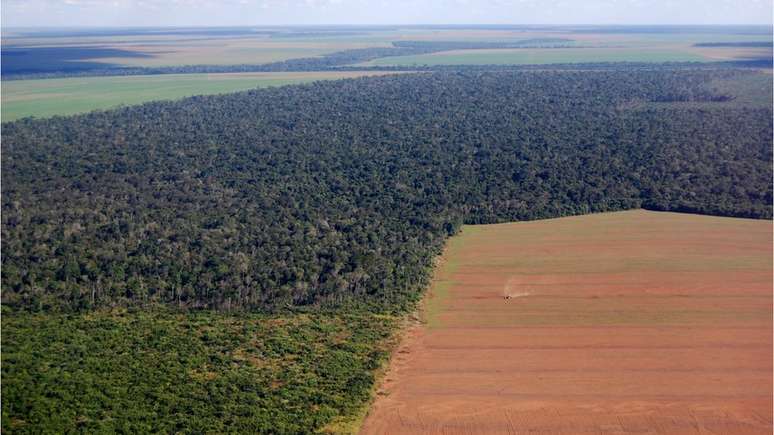 Vista aérea da Amazônia, no Brasil: Destruíção de áreas na floresta é apontada como "alarmante", mesmo com ritmo reduzido