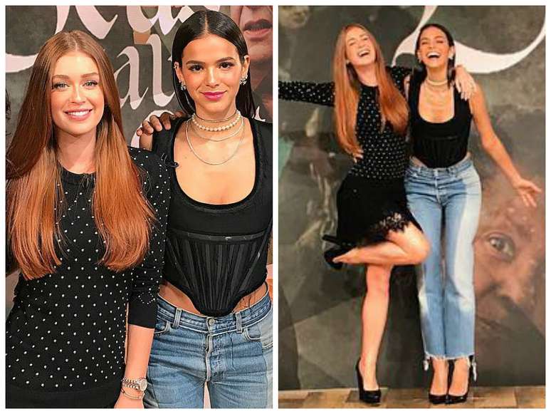 Marina Ruy Barbosa e Bruna Marquezine no "Fantástico" (Fotos: @marinaruybarbosa/Instagram/Reprodução)