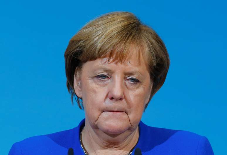 Chanceler alemã Angela Merkel na sede do partido SPD em Berlim, Alemanha
12/01/2018 REUTERS/Hannibal Hanschke