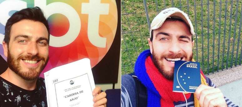 O ator no SBT, onde gravou participa&ccedil;&atilde;o em &lsquo;Carinha de Anjo&rsquo;, e com o passaporte brasileiro ap&oacute;s conseguir a cidadania.