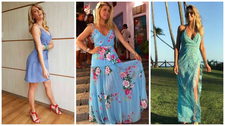 Ana Hickmann, &Iacute;ris Stefanelli e Ticiane Pinheiro apostam em vestidos azuis (Fotos: 
