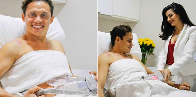 O ator durante procedimento est&eacute;tico para ficar com o corpo que deseja para o Carnaval