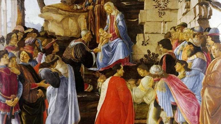 Boticceli ironizou nobreza de Floren&ccedil;a em 'A Adora&ccedil;&atilde;o dos Magos', pintura de 1475 | Foto: Dom&iacute;nio p&uacute;blico