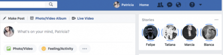 Stories do Facebook hoje ficam no canto ditreito da tela