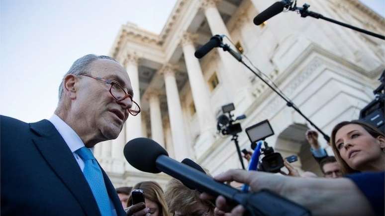 L&iacute;der democrata no Senado atribuiu a culpa a Trump e aos republicanos