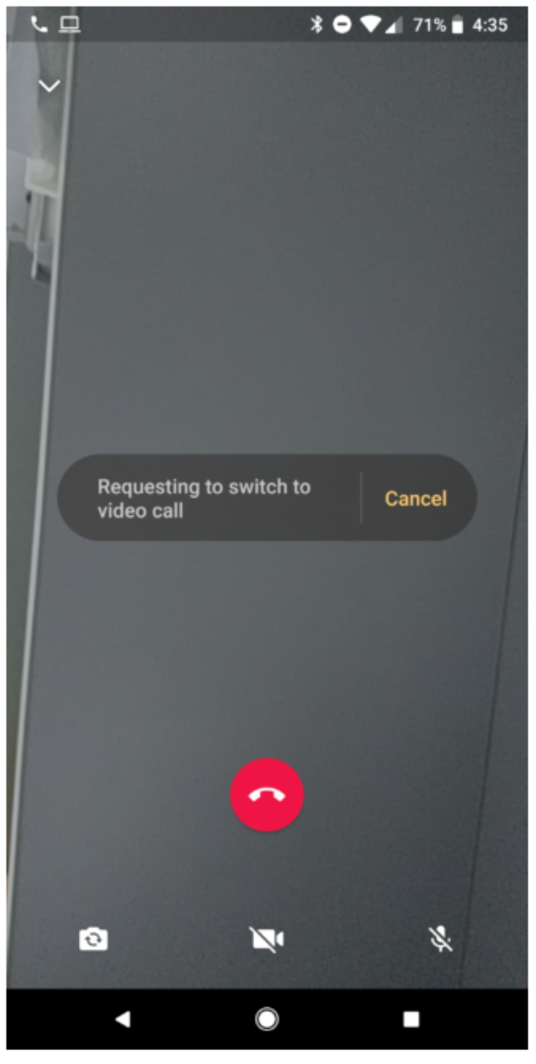 Pedido para alternar entre uma chamada de voz para vídeo (Reprodução: Android Police)