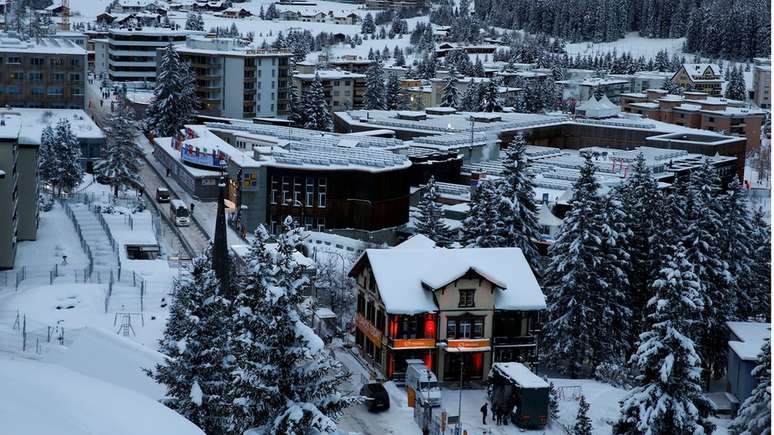 Vista geral do local onde acontece o Forum Econômico Mundial, em Davos