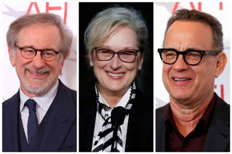 Fotos do diretor de "The Post", Steven Spielberg, e dos atores Meryl Streep e Tom Hanks
  REUTERS/Mario Anzuoni/Fotos de arquivo