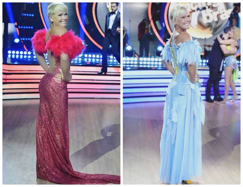 Xuxa de vermelho e azul no "Dancing Brasil" (Fotos: Reprodução/Instagram/@xuxameneghel)