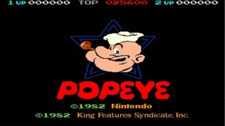 Tela de abertura do game Popeye, de 1982 (Reprodução: Divulgação)