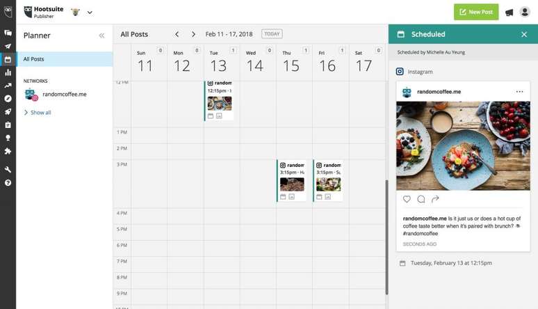 Calend&aacute;rio com posts agendados no Instagram pelo HootSuite (Reprodu&ccedil;&atilde;o: Instagram)